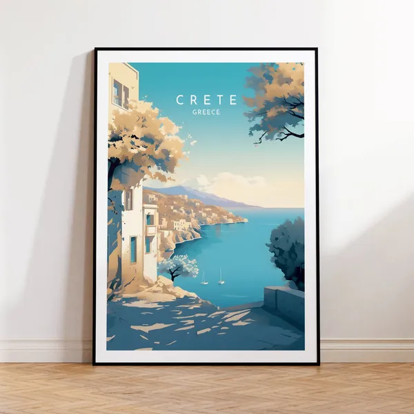 Crete Travel Print, Greece Coastal Destination Poster
