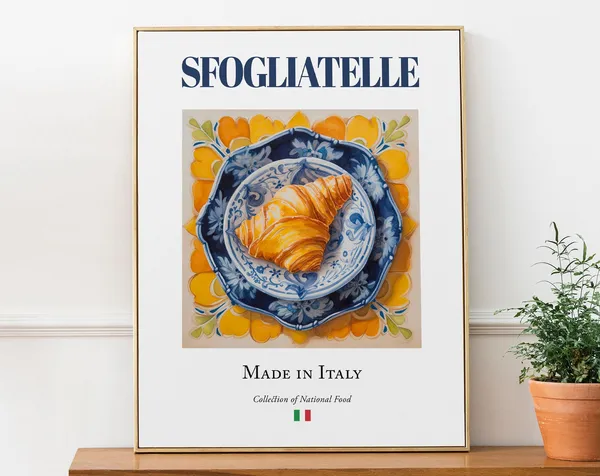 Sfogliatelle On Maiolica Tile Plate, Food Poster