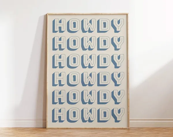 Howdy Retro Western Typography Art Print