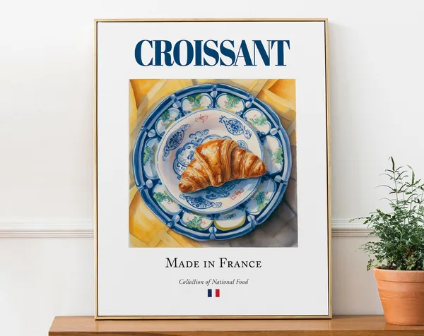Croissant On Maiolica Tile Plate, Kitchen Wall Art