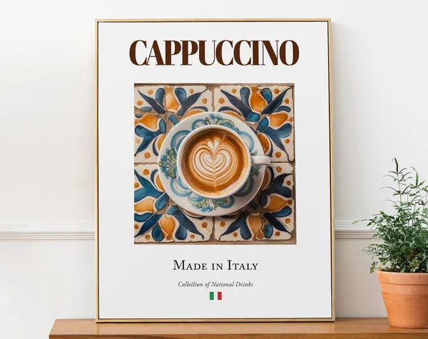 Cappuccino On Maiolica Tile - Kitchen Bar Art Print