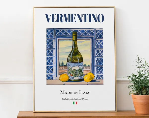 Vermentino On Maiolica Tile, Italian Beverage Art Print