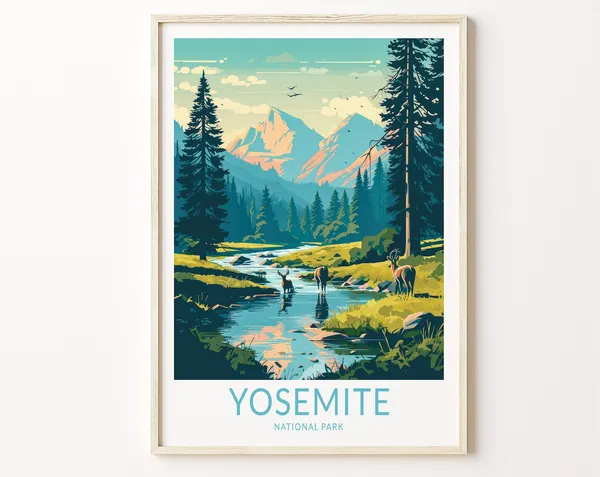Yosemite Travel Poster, California National Park Print
