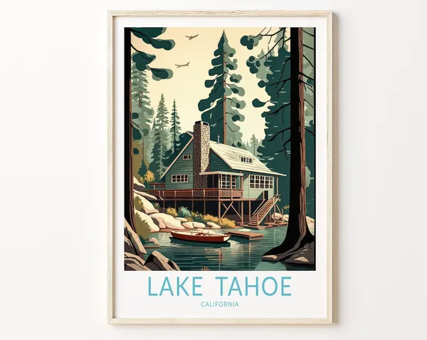 Lake Tahoe Travel Poster, California National Park
