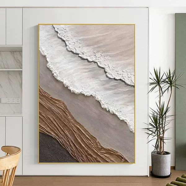 3D Minimalist Ocean Wave, Wabi Sabi Wall Art Print
