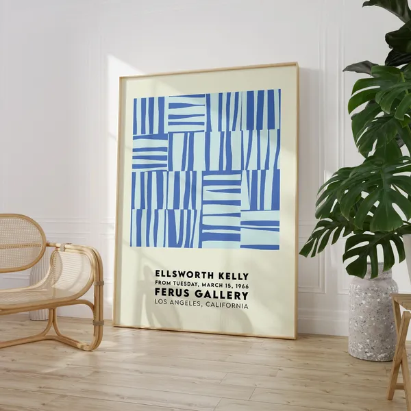 Ellsworth Kelly Exhibition Poster, Blue Stripes Art Print