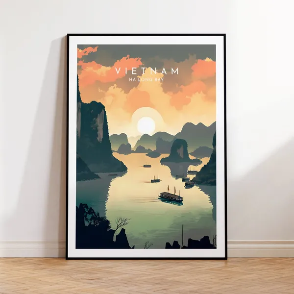 Vietnam Travel Print, Ha Long Bay Travel Poster