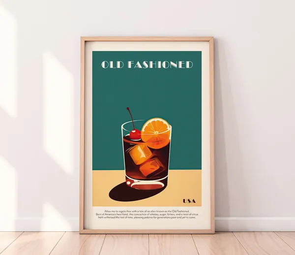 Old Fashioned Cocktail Kitchen Art Print