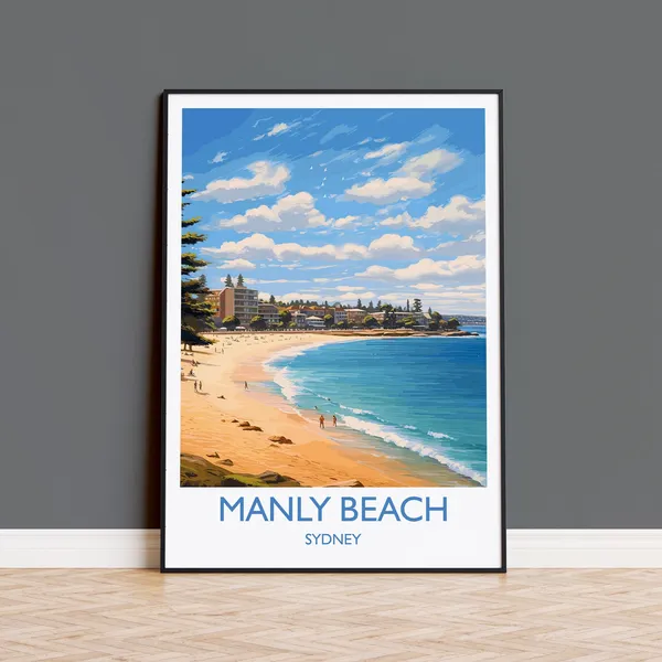 Manly Beach Travel Poster, Sydney New South Wales