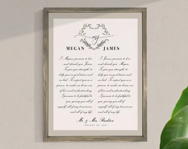 Wedding Vows Names Date Location Art Print
