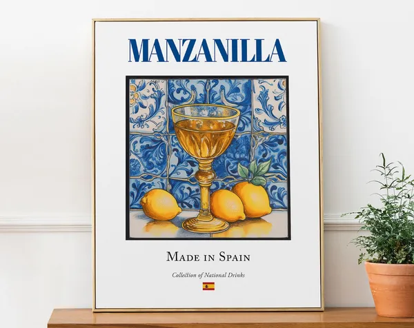 Manzanilla on Maiolica Tile Spanish Beverage Art Print