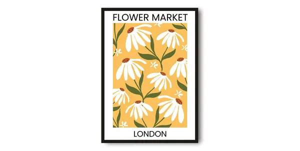 London Flower Market Travel Poster, Abstract Floral Art Print