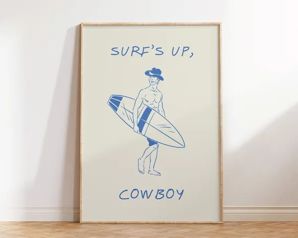Retro Cowboy Poster, Vintage Western Travel Poster