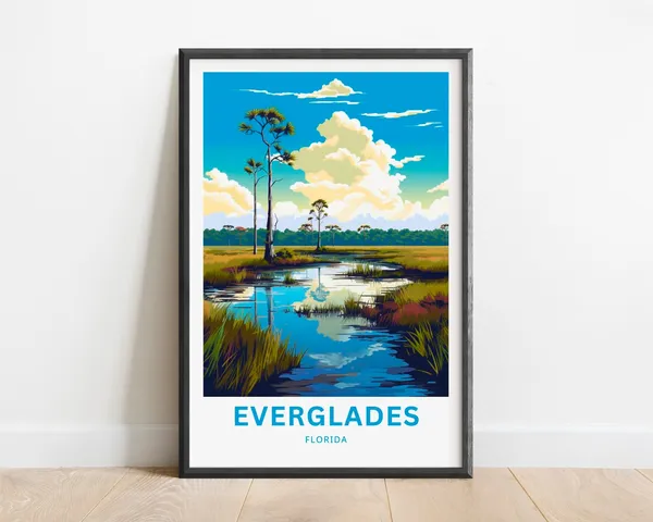 Everglades Travel Poster, Florida Wall Art Print