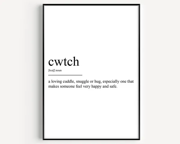 Cwtch Definition, Typography Art Print