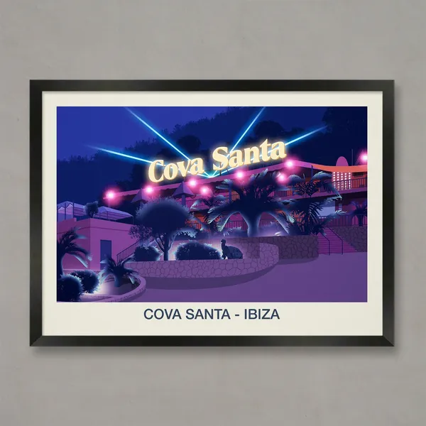 Cova Santa Ibiza Travel Poster, Nightclub Print