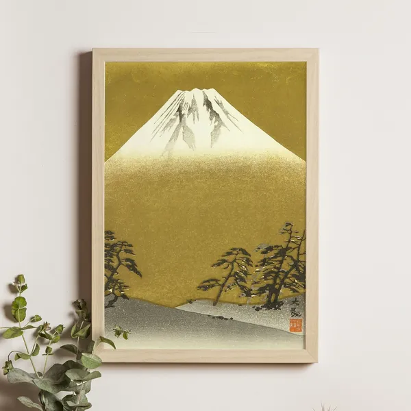 Golden Mt. Fuji Ukiyo-e Travel Poster, Vintage