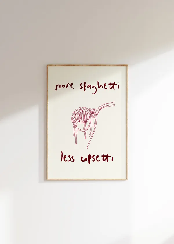 Spaghetti Retro Quote Art Print, Kitchen Decor