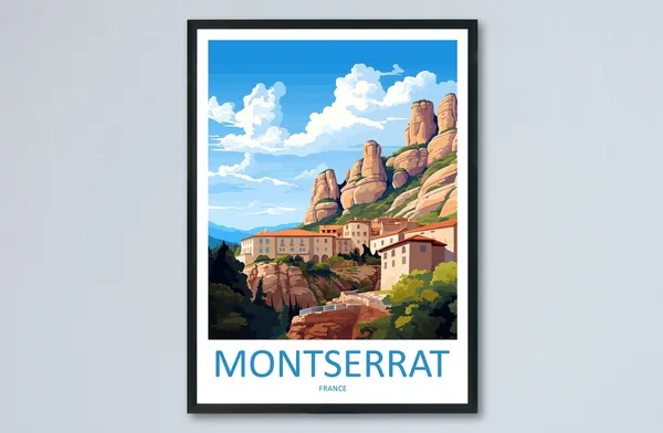 Montserrat Travel Poster, Spain Wall Art Print