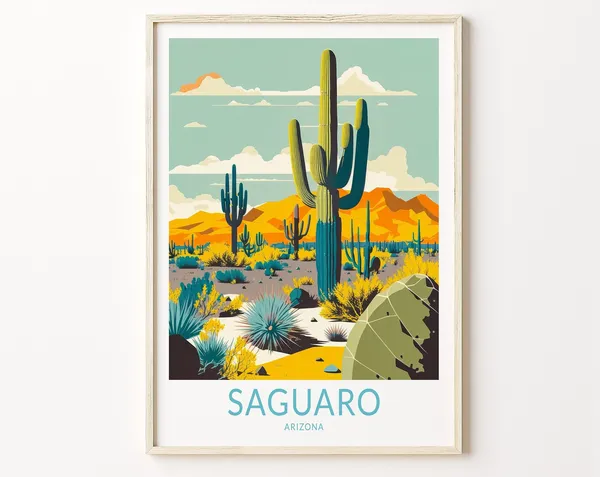 Saguaro National Park Travel Poster, Arizona Print