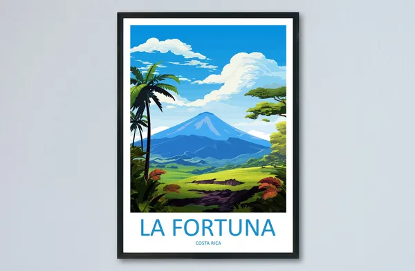 La Fortuna Travel Poster, Costa Rica Wall Decor