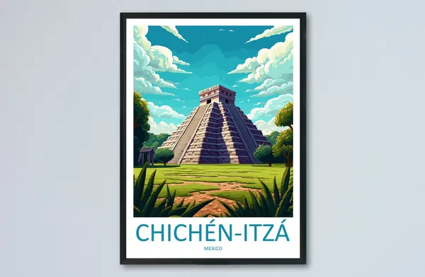 Chichen Itza Travel Poster, Place and Travel Wall Art