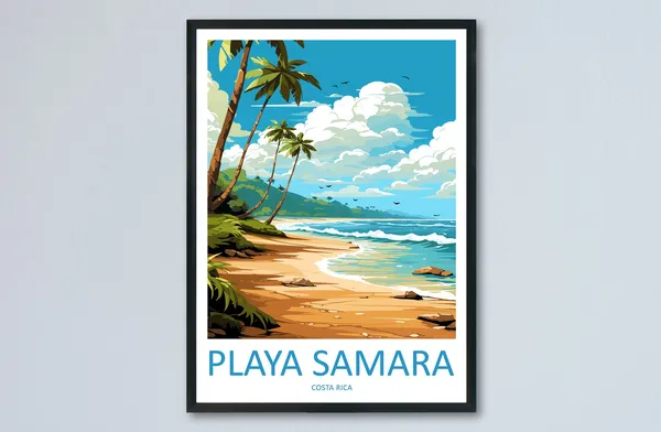 Samara Beach Travel Poster, Costa Rica Wall Art