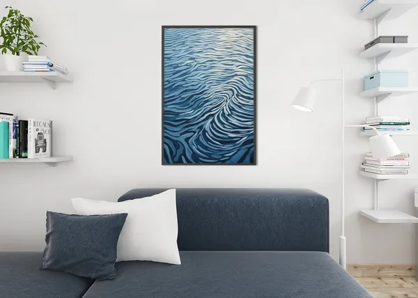 Blue Lake Ripple Art Print, Coastal Modern Decor