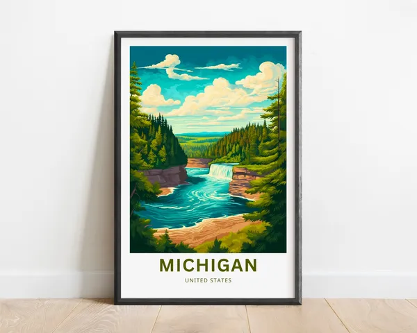 Michigan Travel Poster, United States Travel Poster