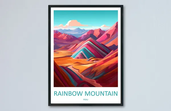 Rainbow Mountain Travel Poster, Peru Wall Art