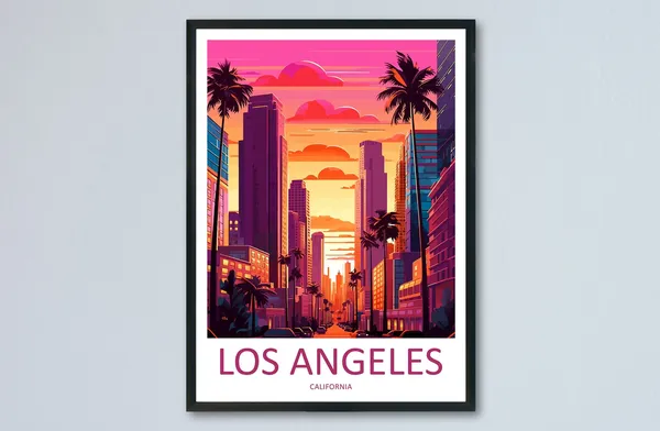 Los Angeles Travel Poster, California Wall Art