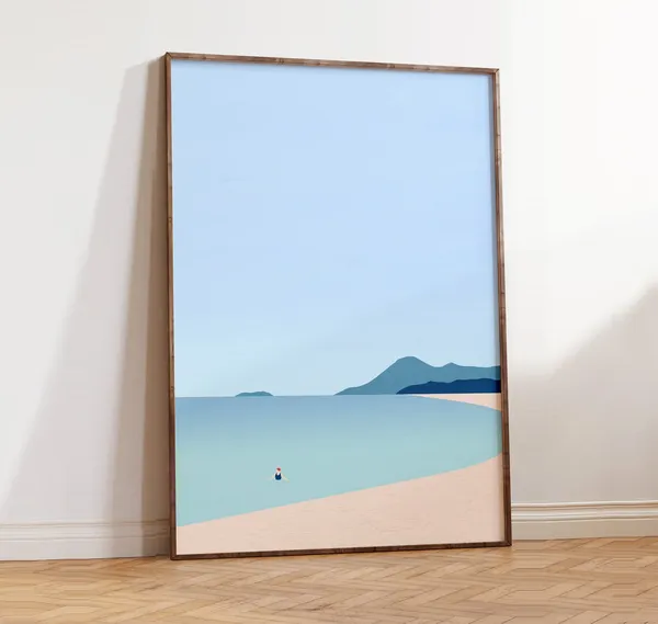 Beach Poster Summer Maritime Landscape, Minimalist Design