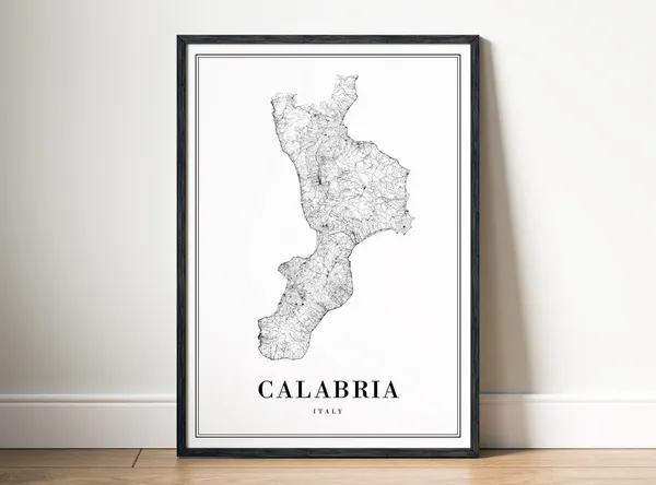 Calabria Italy Map Poster, Travel Map Art Print
