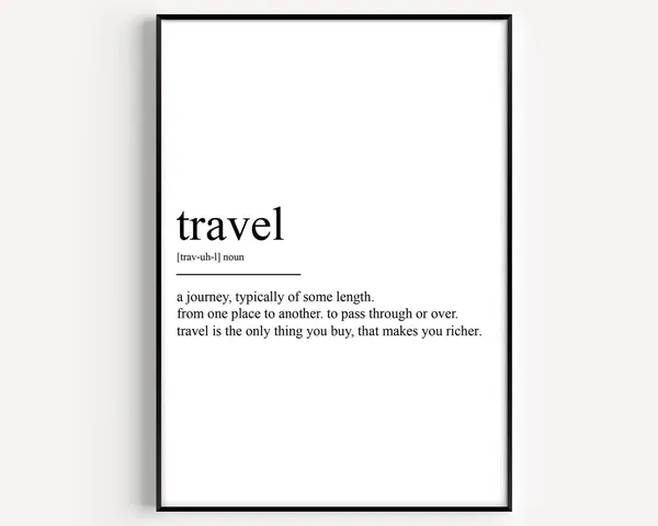 Travel Definition Art Print, Travel Wall Decor