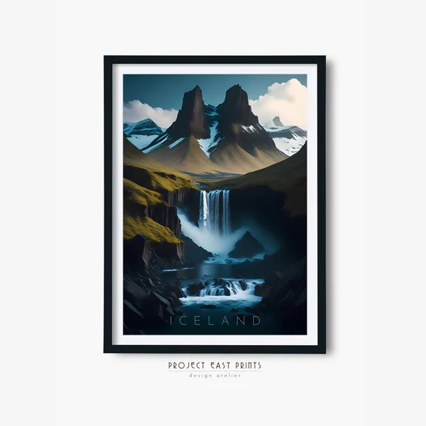 Iceland Retro Travel Poster Art Print