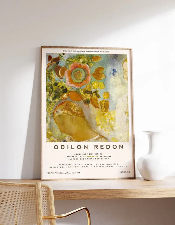 Odilon Redon Two Young Girls Among Flowers Poster