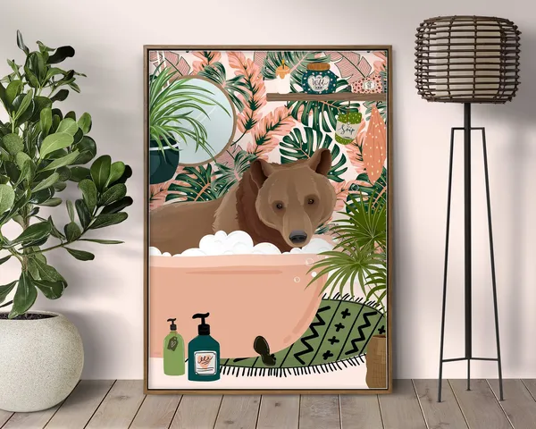 Bear In Bathtub Fun Bathroom Art Print