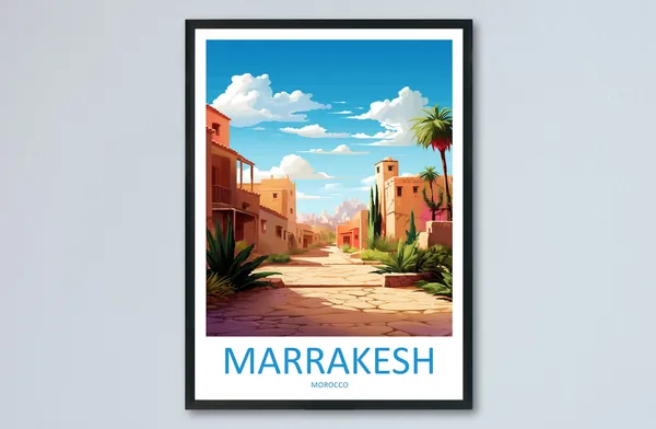 Marrakesh Travel Poster, Morocco Art Print