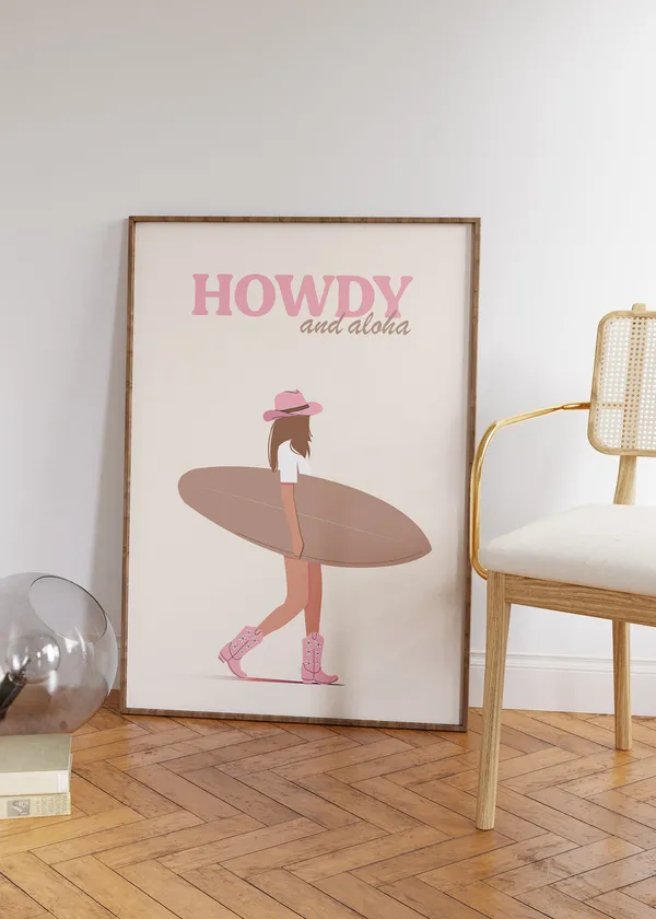 Coastal Cowgirl Howdy Girly Surf Girl Art Print