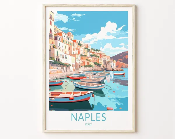 Naples Italy Travel Poster, Coast Wall Art