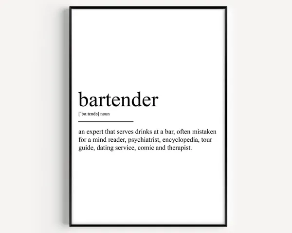 Bartender Definition Typography Art Print