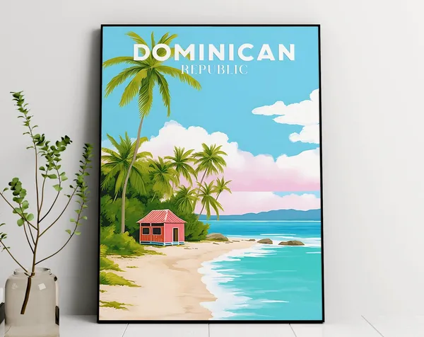 Dominican Republic Travel Illustration Art Print