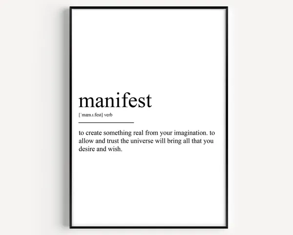 Manifest Definition Art Print, Typography Quote