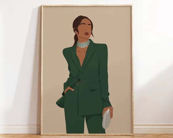 Desi Art Indian Woman In Suit, Wall Art Print