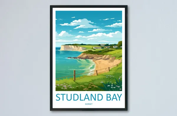 Studland Bay Travel Poster, England Place Print