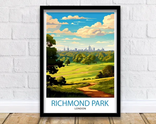 Richmond Park London Travel Poster, UK Landscape