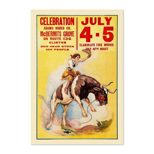 Cowgirl 1930s Western Rodeo Celebration Vintage Poster