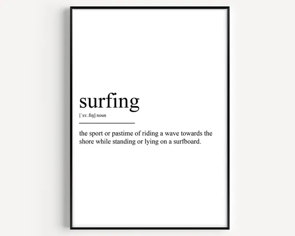 Surfing Definition Art Print, Ocean Beach Decor