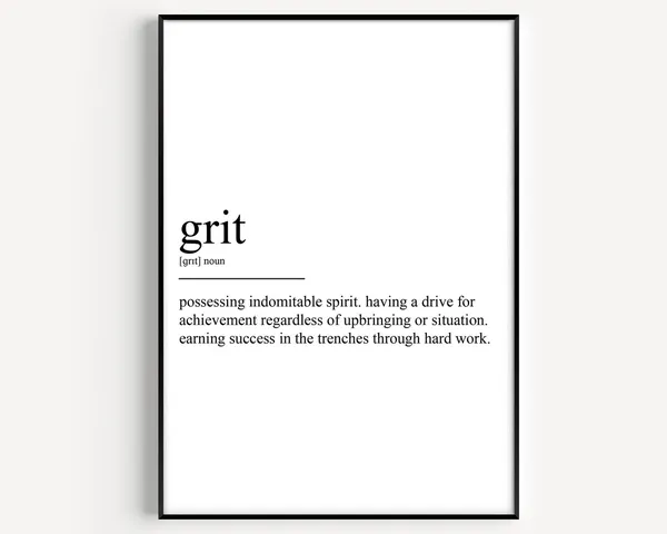 Grit Definition Art Print, Typography Quote