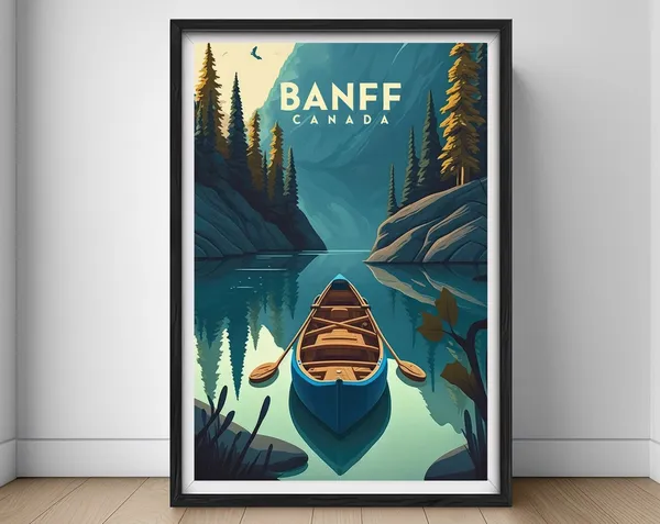 Banff Canada Travel Poster, Mountain Landscape Art Print